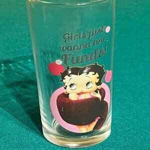 2011 KFS BETTY BOOP Tumbler Glass "Girls Just Wanna Have Funds"  6"